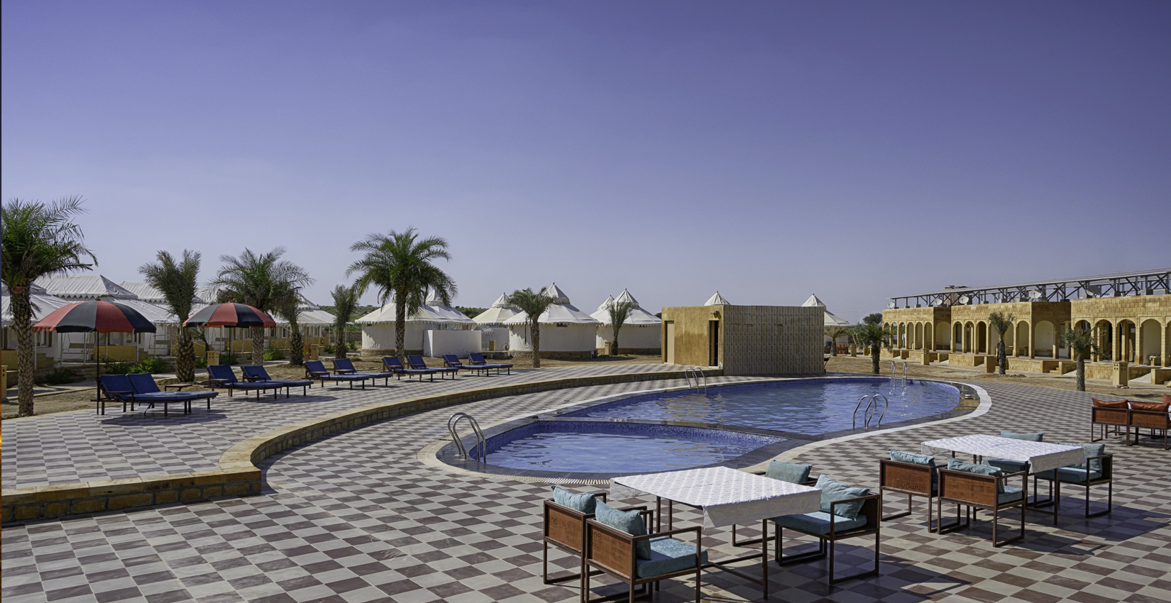 Desert camp with swimming pool